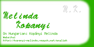 melinda kopanyi business card